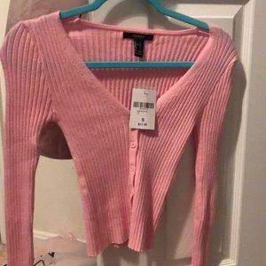 Barbie pink ribbed long sleeve crop top
